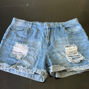Ripped denim jean shorts